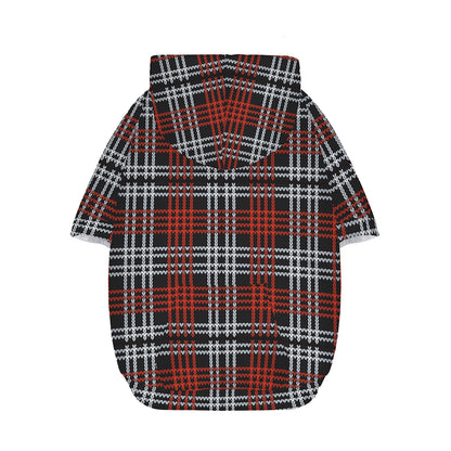 Tartan Knitted Pattern Print Dog Zip Up Hoodie
