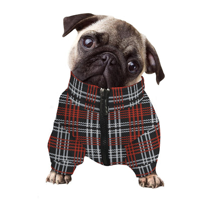 Tartan Knitted Pattern Print Dog Zip Up Jacket