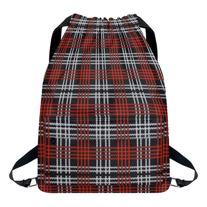 Tartan Knitted Pattern Print Drawstring Backpack
