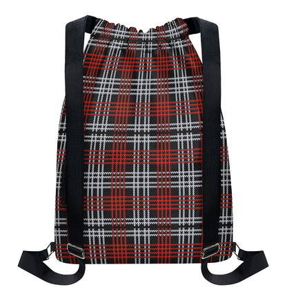 Tartan Knitted Pattern Print Drawstring Backpack