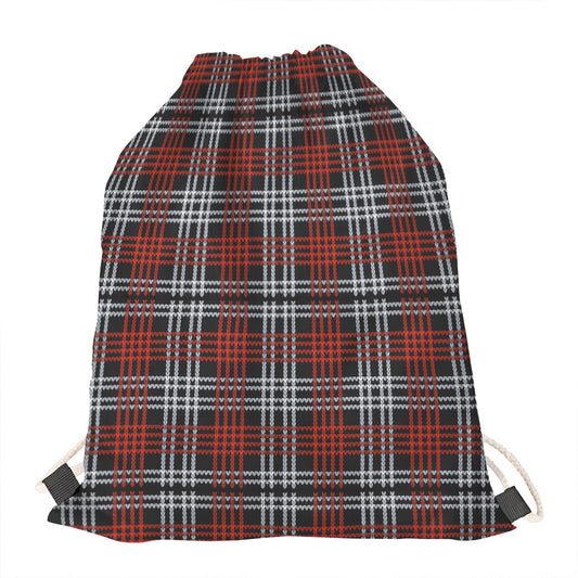 Tartan Knitted Pattern Print Drawstring Bag
