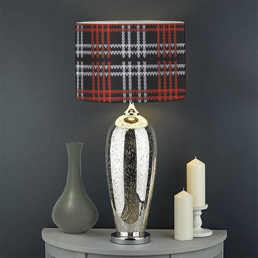 Tartan Knitted Pattern Print Drum Lamp Shade