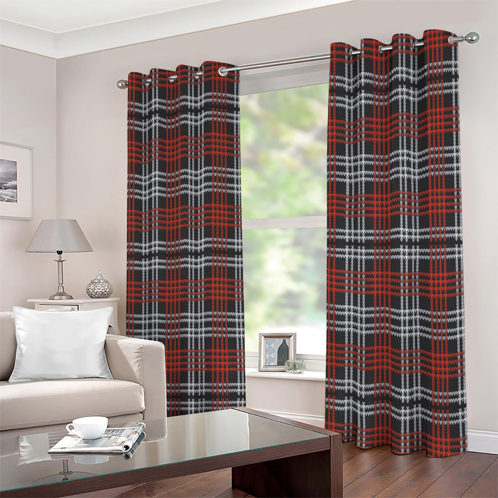 Tartan Knitted Pattern Print Extra Wide Grommet Curtains