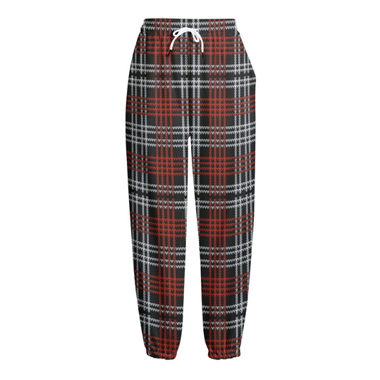 Tartan Knitted Pattern Print Fleece Lined Knit Pants