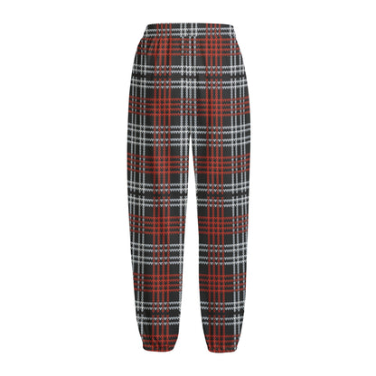 Tartan Knitted Pattern Print Fleece Lined Knit Pants
