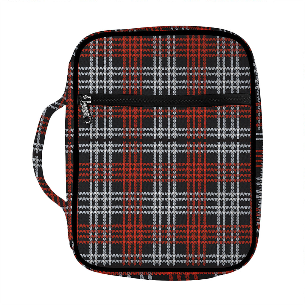 Tartan Knitted Pattern Print Front Pocket Bible Bag