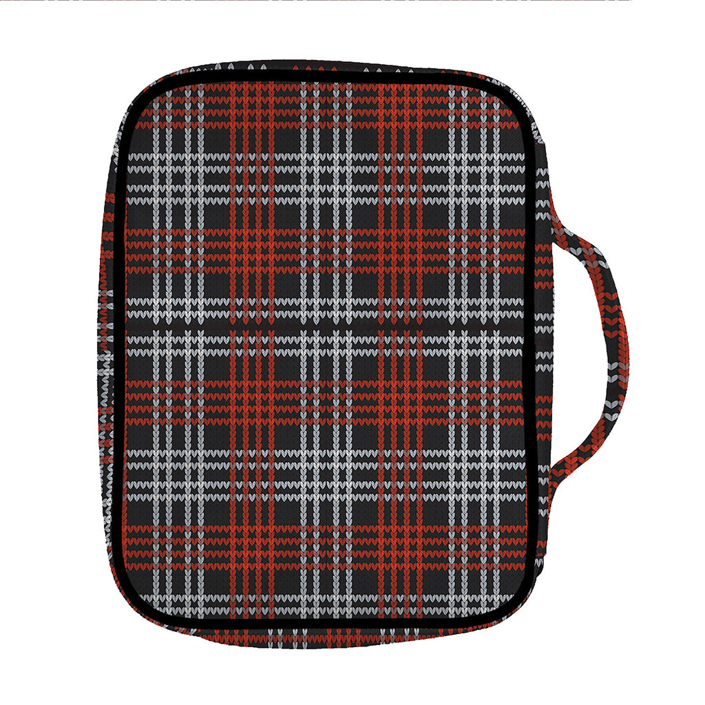 Tartan Knitted Pattern Print Front Pocket Bible Bag