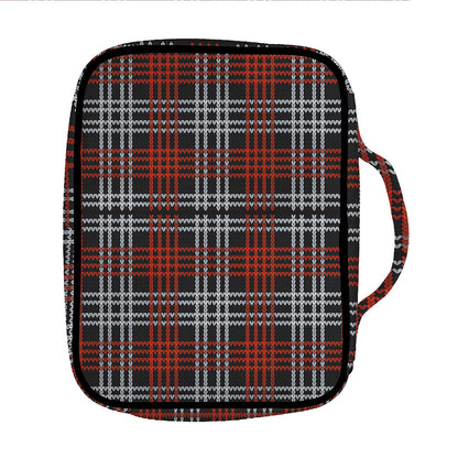 Tartan Knitted Pattern Print Front Pocket Bible Bag