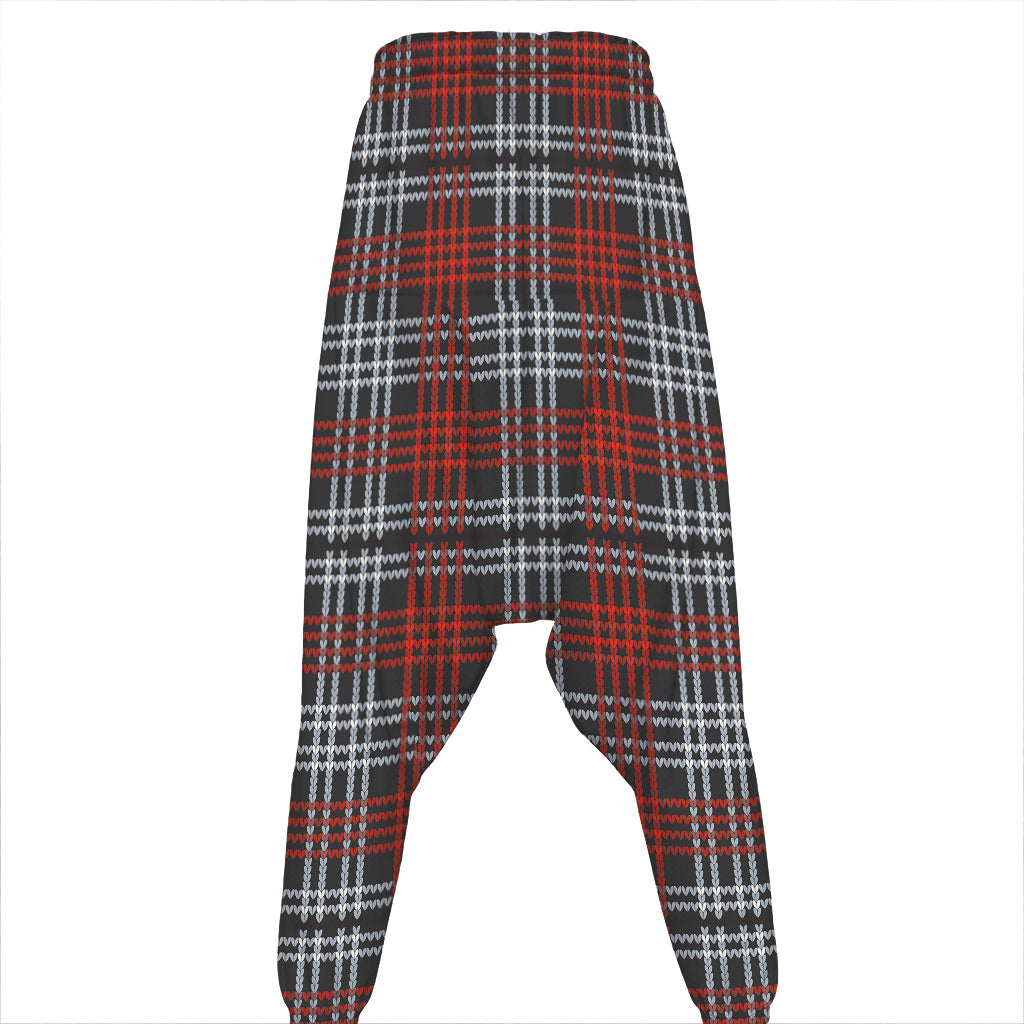 Tartan Knitted Pattern Print Hammer Pants