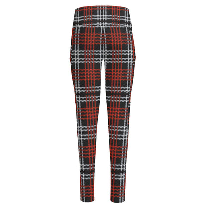 Tartan Knitted Pattern Print High-Waisted Pocket Leggings