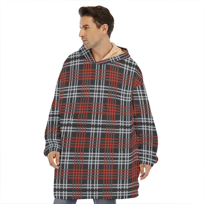 Tartan Knitted Pattern Print Hoodie Blanket