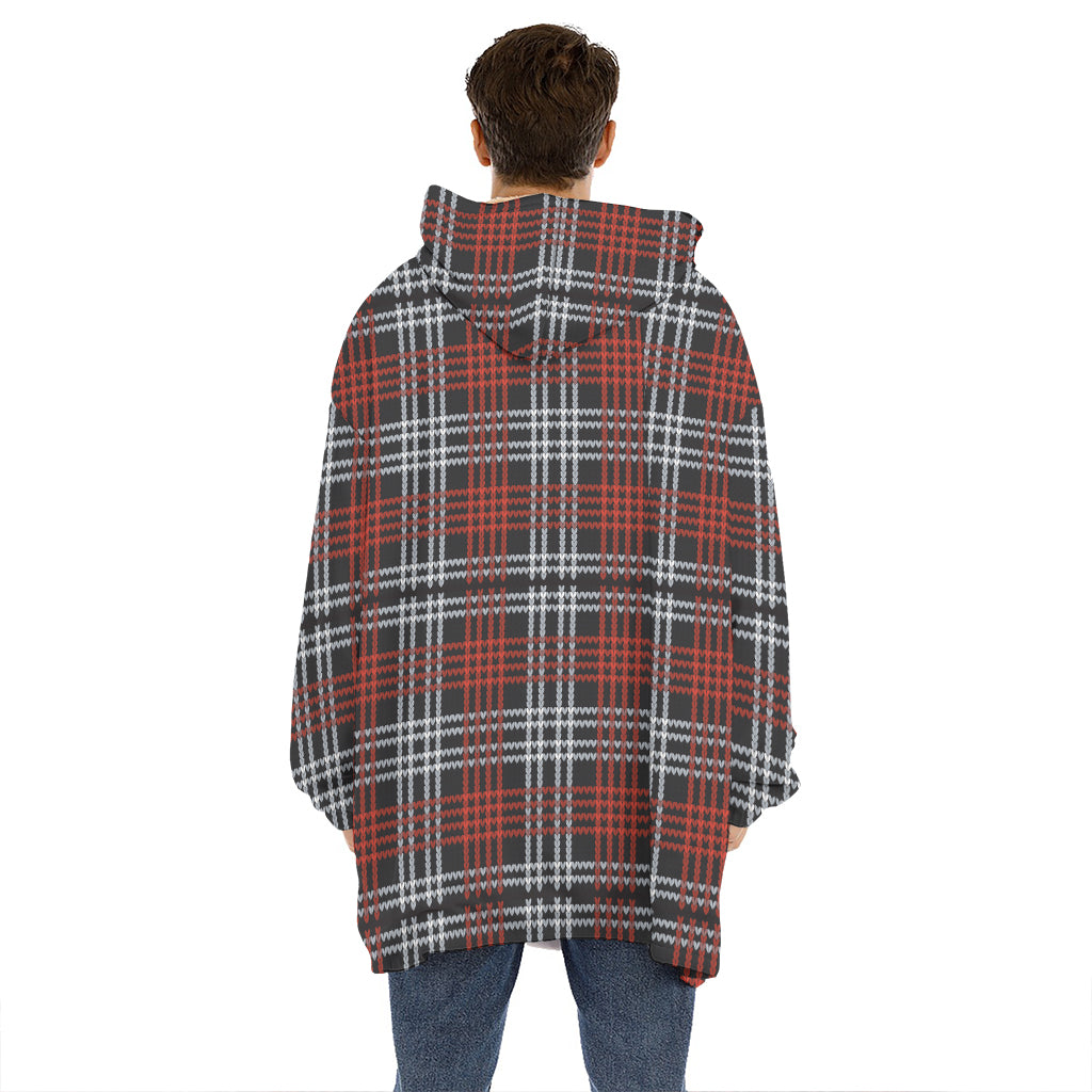 Tartan Knitted Pattern Print Hoodie Blanket