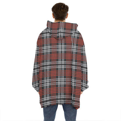 Tartan Knitted Pattern Print Hoodie Blanket