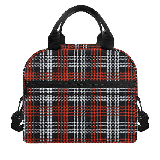 Tartan Knitted Pattern Print Insulated Lunch Bag