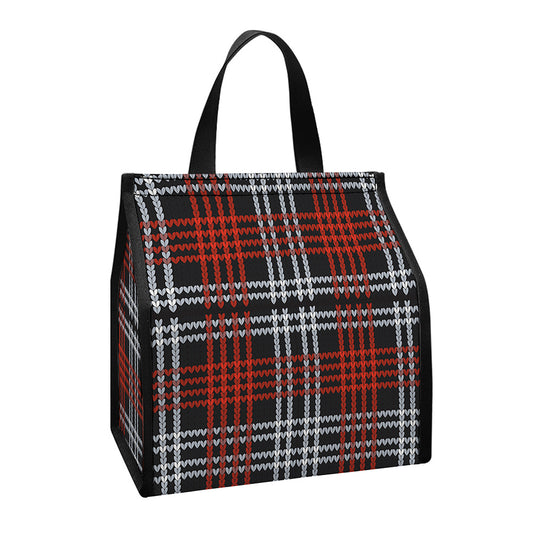 Tartan Knitted Pattern Print Insulated Lunch Tote