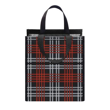 Tartan Knitted Pattern Print Insulated Lunch Tote