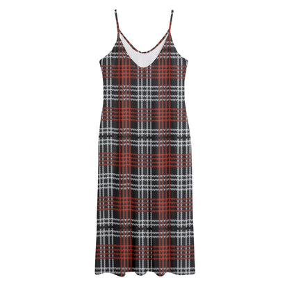 Tartan Knitted Pattern Print Jersey Midi Cami Dress