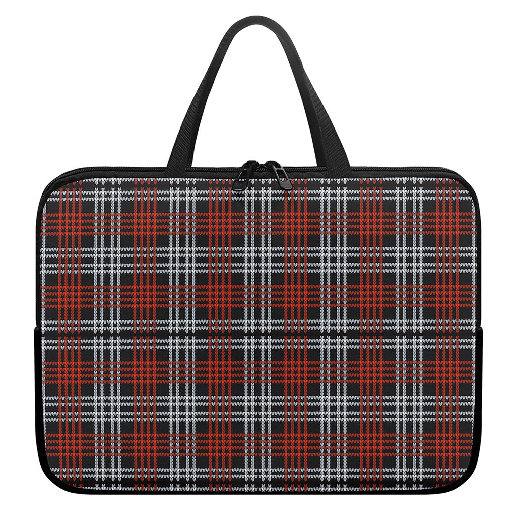 Tartan Knitted Pattern Print Laptop Sleeve With Handle