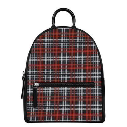 Tartan Knitted Pattern Print Leather Backpack