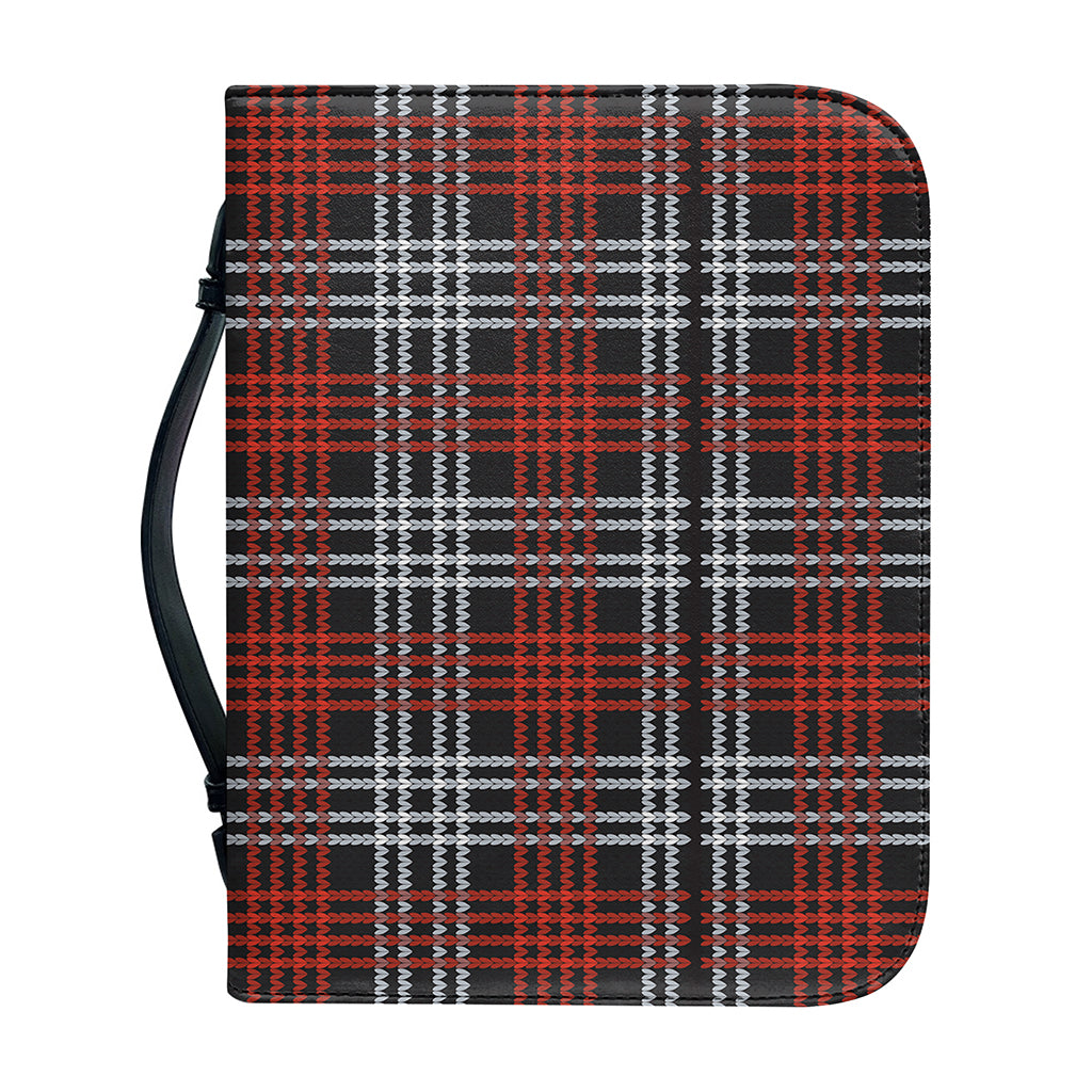 Tartan Knitted Pattern Print Leather Bible Cover