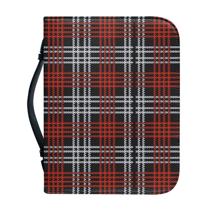 Tartan Knitted Pattern Print Leather Bible Cover