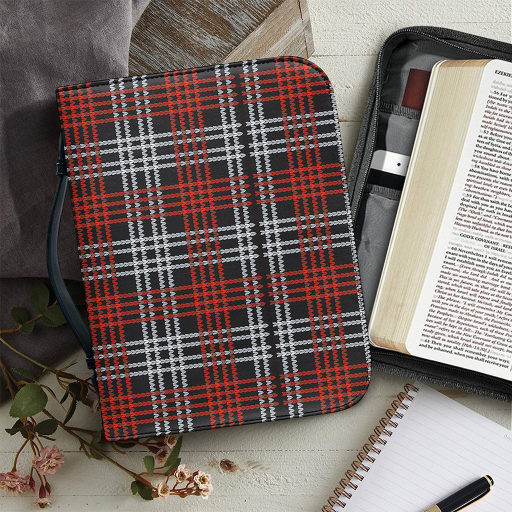 Tartan Knitted Pattern Print Leather Bible Cover
