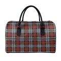 Tartan Knitted Pattern Print Leather Duffel Bag