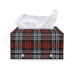 Tartan Knitted Pattern Print Leather Tissue Box Cover
