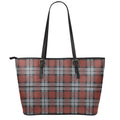 Tartan Knitted Pattern Print Leather Tote Bag With Zipper