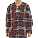 Tartan Knitted Pattern Print Long Sleeve Baseball Jersey