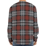 Tartan Knitted Pattern Print Long Sleeve Baseball Jersey