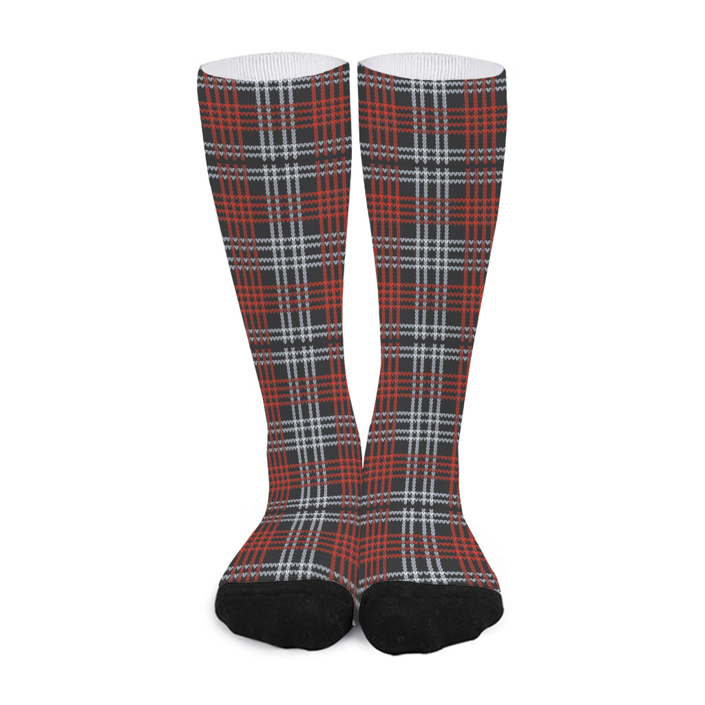 Tartan Knitted Pattern Print Long Socks