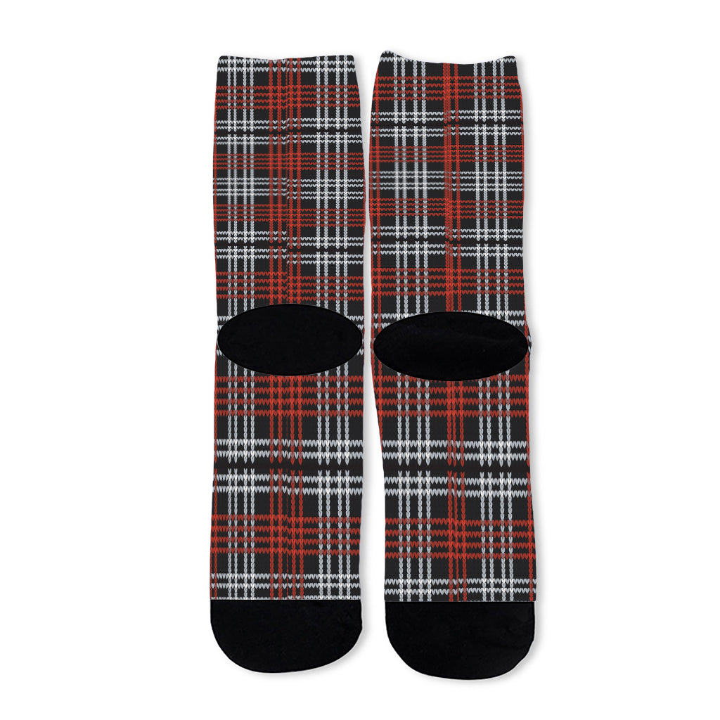 Tartan Knitted Pattern Print Long Socks