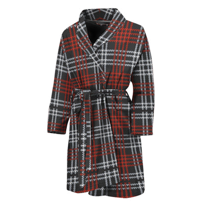Tartan Knitted Pattern Print Men's Bathrobe