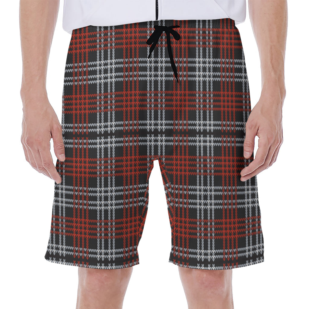 Tartan Knitted Pattern Print Men's Beach Shorts