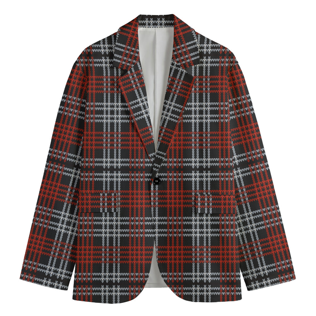 Tartan Knitted Pattern Print Men's Blazer
