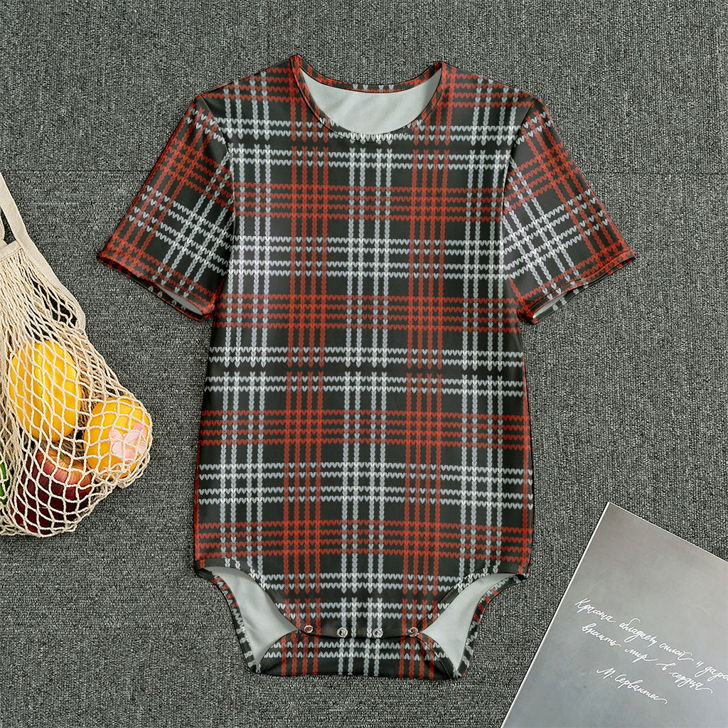 Tartan Knitted Pattern Print Men's Bodysuit