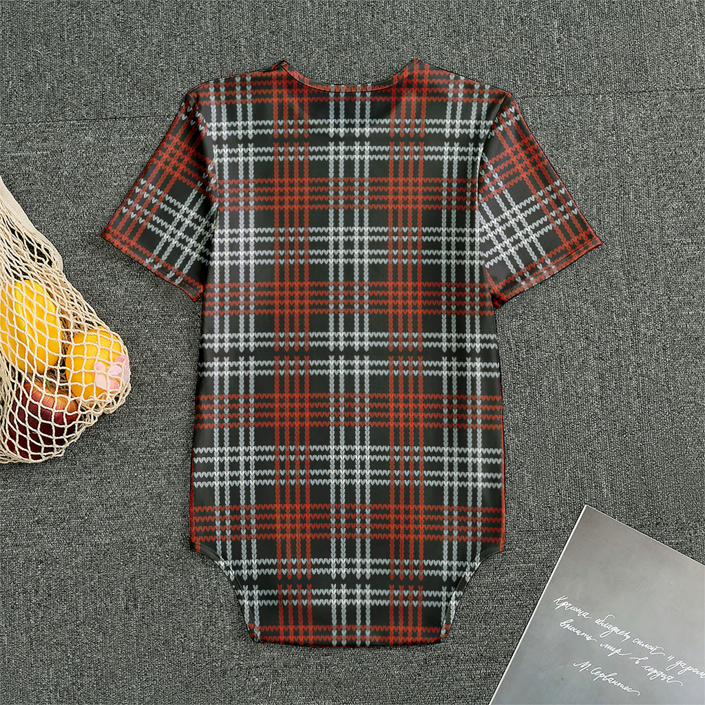 Tartan Knitted Pattern Print Men's Bodysuit