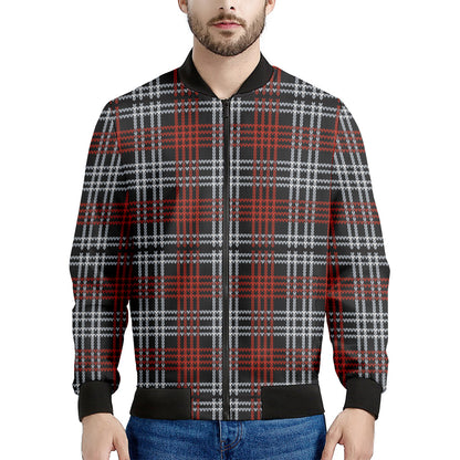 Tartan Knitted Pattern Print Men's Bomber Jacket