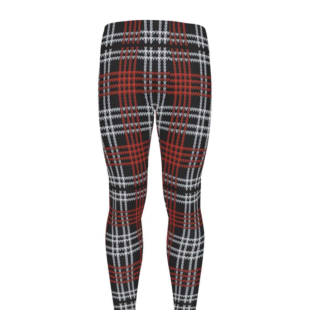 Tartan Knitted Pattern Print Men's leggings