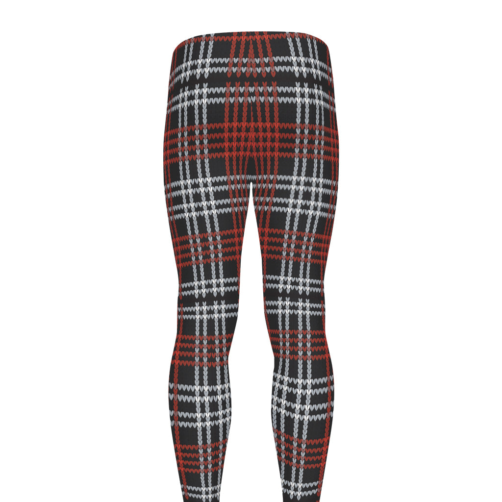 Tartan Knitted Pattern Print Men's leggings