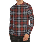 Tartan Knitted Pattern Print Men's Long Sleeve Rash Guard