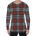 Tartan Knitted Pattern Print Men's Long Sleeve T-Shirt