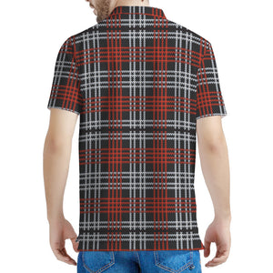 Tartan Knitted Pattern Print Men's Polo Shirt