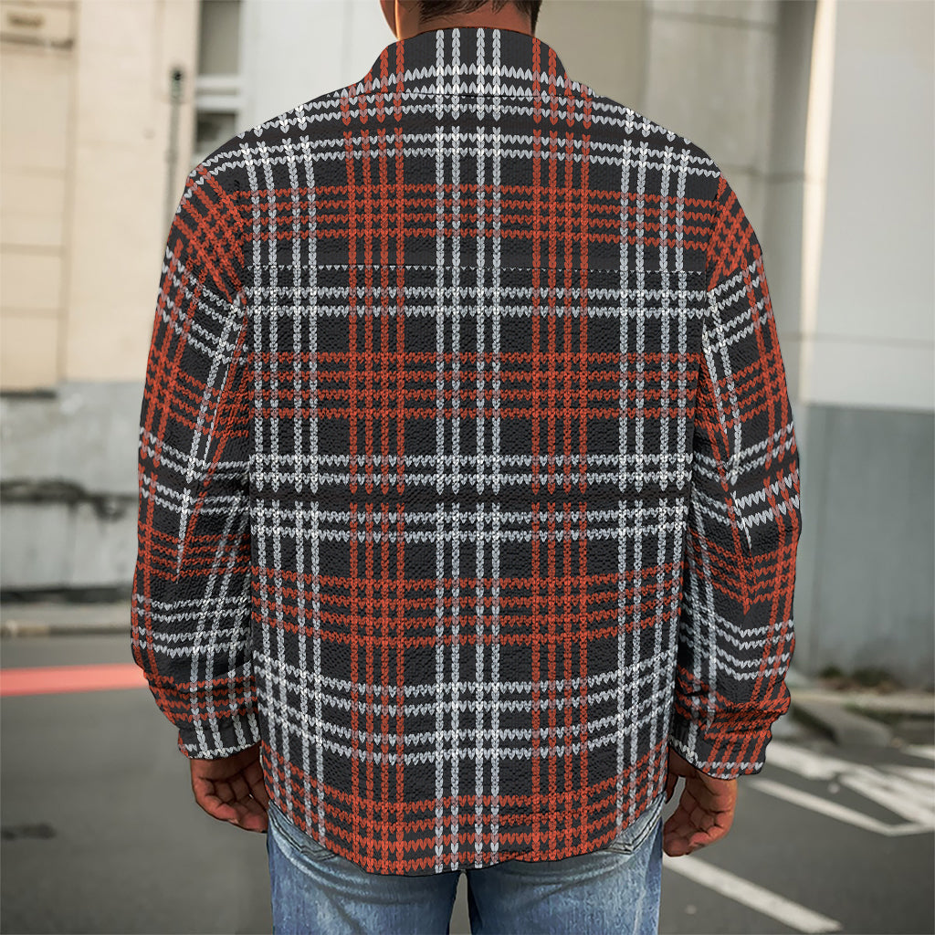Tartan Knitted Pattern Print Men's Shirt Jacket