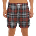 Tartan Knitted Pattern Print Men's Split Running Shorts