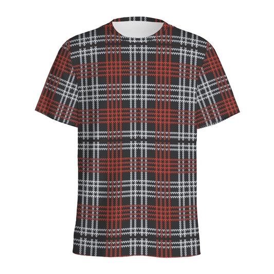 Tartan Knitted Pattern Print Men's Sports T-Shirt
