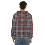 Tartan Knitted Pattern Print Men's Velvet Pullover Hoodie