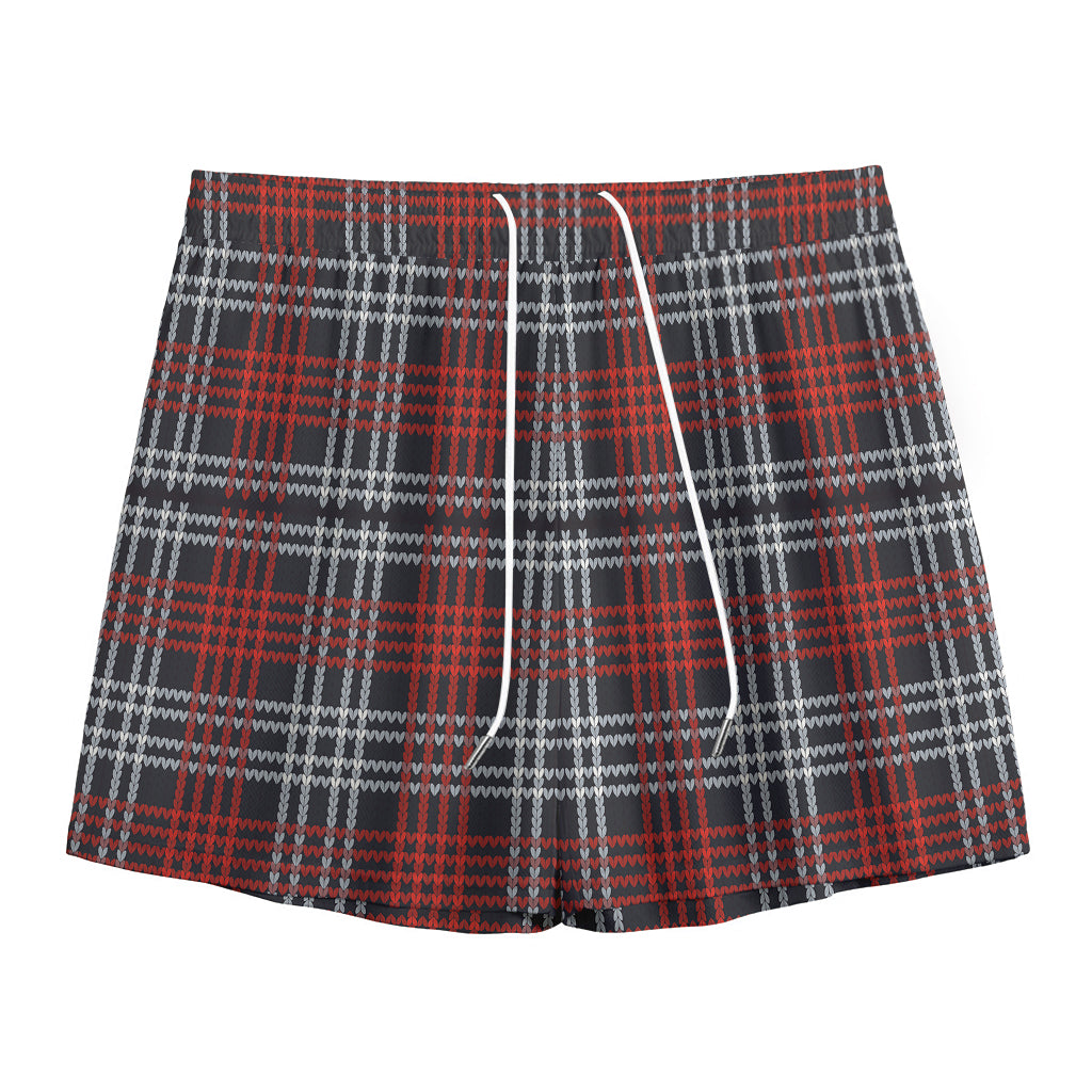 Tartan Knitted Pattern Print Mesh Shorts