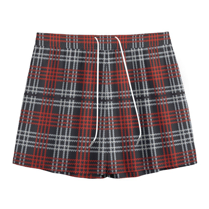 Tartan Knitted Pattern Print Mesh Shorts